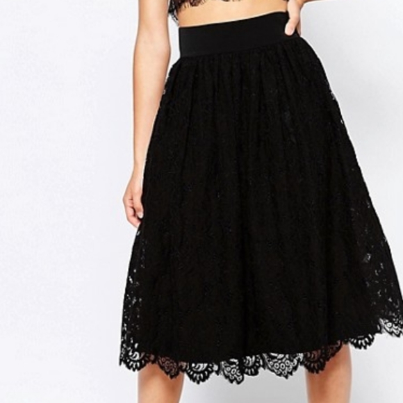 🍒NWT🍒 TED BAKER BLACK LACE FULL SKIRT - Picture 4 of 15